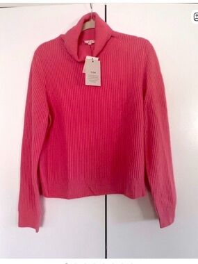 ALC  Pink Ribbed Funnel Neck Sweater